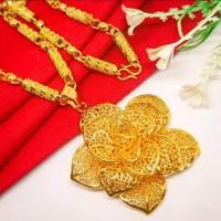 ราคา CHAIN NECKLACE (pajero) 45CM LENGTH 24K GOLD PLATED KENDARI FLOWER PENDANT (50603054991)