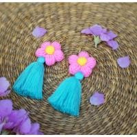 ราคา ต่างหูดอกไม้ไหมพรม3D (8389762302)