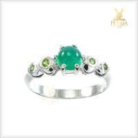 ราคา แหวนโมราแท้ สีเขียว ทรงหลังเบี้ย เงินแท้925 ชุบทองคำขาว แหวนพลอยแท้ (6377728959)