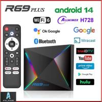 ราคา R69 PLUS Android 14 Smart TV box ALLWINNER H728 BT5.X ถอดรหัสวิดีโอ Wifi6 1000M Lan รุ่นไหม่ปี2026 (47454649777)