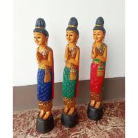ราคา ตุ๊กตาไม้นางไหว้ นางสวัสดี ไม้เเกะสลักนางไหว้ woodcraved statue, Sawasdee lady wooden statue (20191445728)