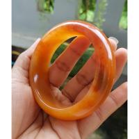 ราคา กำไลสีส้มอิฐเนื้อโปร่งแสง หินคาลซิโดนี (11426394753)