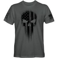 ราคา USA Military American Flag Black Skull Patriotic Mens Apparel เสื้อยืด (54055204921)