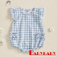 ราคา Bab-baby Girls Plaid Frills ชุดรอมเปอร์แขนบินคอกลม (26577753993)