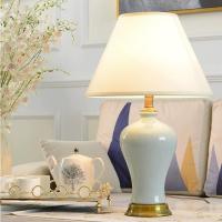 ราคา โคมไฟตั้งโต๊ะ ห้องนอนโคมไฟข้างเตียงครัวเรือน ปลั๊ก-ใน อเมริกันเซรามิคโคมไฟตั้งโต๊ะยุโรปห้องนั่งเล่นตกแต่งใหม่จีนโคมไฟต (57705277699)