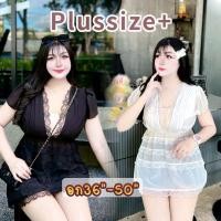 ราคา Plussize minidress chiffon มินิเดรสชีฟองแต่ลูกไม้สาวอวบ อก36-50 นิ้ว (42325358342)