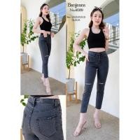 ราคา ยีนส์ขาเดฟดำฟอก กางเกงยีนส์เอวสูง แต่งขาดเข่า กางเกงยีนส์ผู้หญิง ยีนส์ผ้ายืด เนื้อนิ่ิม ผ้าคุณภาพดี สีไม่ตก (24910490526)