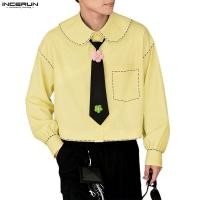 ราคา เสื้อเชิ้ตผู้ชายสไตล์เกาหลี ดีไซน์ตุ๊กตา คอปกแขนยาว พิมพ์ลายดอกไม้ (54053818395)