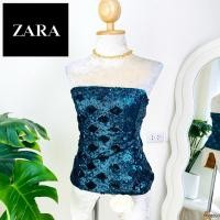 ราคา แบรนด์ ZARA แท้ 100%เสื้อเกาะอก งานเกล็ดวิบวับ สีเขียวหัวเป็ด ใส่ออกงาน ปาร์ตี้ ชุดออกงาน ชุดปาร์ตี้ วันเกิด(322) (26400392015)