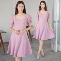 ราคา ชุดเดรสออกงานสีชมพู แขนตุ๊กตา กระโปรงทรงบาน ลุคสวยหวาน เรียบหรูดูดี สไตล์มินิมอล ใส่ออกงาน ชุดไปงานแต่งงาน ชุดราตรี (18793440785)