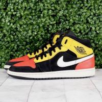 ราคา มือสองของแท้ Nike Air Jordan 1 Mid Black Amarillo Orange (18312543575)