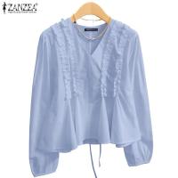 ราคา ZANZEA เสื้อเบลาส์แขนยาว คอวี สไตล์เกาหลี แฟชั่นสตรี (40672526290)