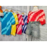 ราคา เสื้อยืดมัดย้อมคอกลม ผ้าดีเก็บทรงสวย สีไม่ตก ใส่สบายมาก #ลายดอก #สงกรานต์ #มัดย้อม #1030 (41511110542)