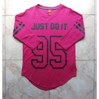 ราคา เสื้อยืด NIKE(ของแท้)สีชมพู(มะเหมี่ยว)สีสดสวย คอกลมแขนยาว 3-4 ส่วน Size L (20183517293)