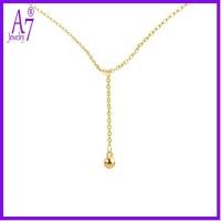 ราคา สร้อยคอพู่ลูกปัดกลมรูปตัว Y สร้างสรรค์ใหม่เคลือบทอง RXW2066 (56704703515)