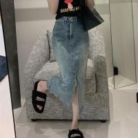 ราคา กระโปรงยีนส์ยาวเอวสูงผ่าหน้ากระโปรงยีนส์เอวสูงทรงเอในเดนิมเกาหลี 2133 (40163519412)