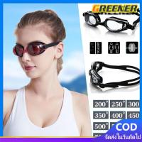 ราคา Greener แว่นกันน้ำ สายตาสั้น 150 ถึง 800 แว่นว่ายน้ำ ของแท้ Botanic Glasses กัน UV 99% Free กล่องแว่น (26189336502)