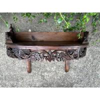 ราคา หิ้งพระ ไม้สัก หิ้งพระแขวนผนัง ยาว60xลึก30xสูง22cm แกะลักลายเถาองุ่น ทรงครึ่งวงกลม แท่นวางพระ วางรูปบูชาบรรพบุรุษ (27011590544)