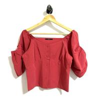 ราคา No.105 มือสอง แบรนด์ญี่ปุ่น เสื้อครอปแขนพองสีแดง (26151607012)