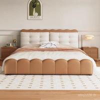 ราคา ของแท้หนัง High-End Bubble ระลอกคลื่นนอนเก็บเตียง Master เตียงคู่โบราณบรรยากาศ Retro เตียงเรียบง่ายโมเดิร์นไม้เนื้อแข็ง SLS8 (55055253378)