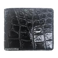 ราคา กระเป๋าสตางค์หนังจระเข้แท้ผู้ชาย สีดำ สไตล์ 2 พับสั้น US กระเป๋าเงินหนังเรียบท้องจระเข้ ใส่ธนบัตร การ์ด หนังแท้ 100% (6478130050)