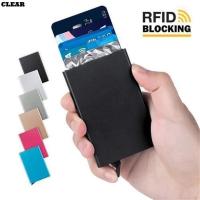 ราคา Clear0 กระเป๋าการ์ด RFID อลูมิเนียมธุรกิจผู้ชาย Pop Up RFID Blocking (27274845745)