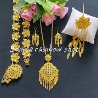 ราคา ชุดเซ็ทเครื่องประดับชุดไทยสีทอง สร้อยคอพร้อมต่างหูแบบเจาะ เข็มขัดชุดไทย ปิ่นปักผม TD0003 (27842550924)