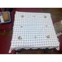ราคา ผ้าปูโต๊ะผ้าฝ้ายสีขาวลายตารางกว้าง60ซมยาว60ซมยาว60ซม (27713338853)