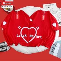 ราคา [S-5XL]ผ้าฝ้าย 100% เสื้อคู่หัวใจคนละครึ่งดวง สินค้ามีพร้อมจัดส่่ง มี 3 สี ดำ แดง ขาว ขายดีที่สุด (25841039683)