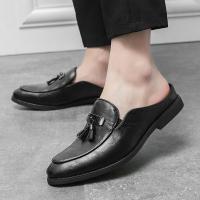 ราคา รองเท้าหนังผู้ชายเปิดส้น รองเท้าหนังแบบสวม (22841717578)