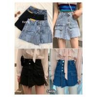 ราคา กระโปรงยีนส์ผ้าด้านกระดุมผ่าหน้าแต่งชายไม่เท่ากัน (7443607993)