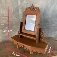 ราคา คันฉ่องไม้สัก คันฉ่องไม้ฉลุลาย สำหรับตั้งโต๊ะ (20404418335)