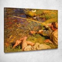 ราคา Val D'Aosta A Man Fishing John Singer Sargent, jss352 ภาพพิมพ์บนผ้าใบแคนวาส (28028271722)