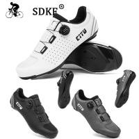 ราคา SDKF รองเท้าปั่นจักรยานเสือหมอบรองเท้าจักรยานเสือหมอบ SPD น้ําหนักเบามาก MTB วัสดุไมโครไฟเบอร์สีขาวความเร็วระบายอากาศ (28627617161)