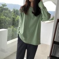ราคา เสื้อยืดผ้าฝ้าย แขนยาว สีพื้น ทรงหลวม สไตล์เกาหลี สำหรับผู้หญิง (2663250929)