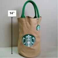 ราคา กระเป๋าถือ ผ้า ใบใหญ่ มีผ้าซับในคะ ขนาด 9x14 นิ้ว ลาย สตาร์บัค Starbucks (461984730)