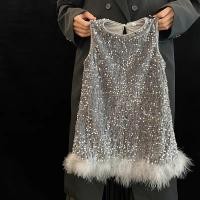 ราคา B255 พร้อมส่งจากไทย (ลด1ไซส์) ชุดเดรสออกงานลูกสาว ชุดออกงานเด็ก ชุดวิ้งๆ ชุดกลิตเตอร์ ชุดออกงานเด็กผู้หญิงสีเทา (26488259301)