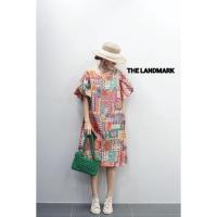 ราคา ทักก่อนสั่งเดรสผ้าไหมอินเดียพิมพ์ลาย คอกลม แขนบอลลูน ทรงA อก40” Thelandmark (19050917989)