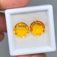 ราคา พลอยซิทริน citrine เจียรไน จำนวน 2 เม็ด นน รวม 6.90 กะรัต ขนาดกลม 10มิล หนา 5 มิล (6033903635)