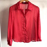 ราคา ❤️ เสื้อเชิ้ตสีแดง เชิ้ตซีทรู (15946565557)