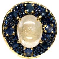 ราคา แหวนพลอยแท้ธรรมชาติ ควอตซ์ไหมทอง 12 x 16 mm. ล้อม ไพลินน้ำเงิน เงินแท้ 925 ชุบทอง 18k ไซร์แหวน 8.5 (28167014969)