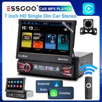 ราคา ESSGOO 7 นิ้ว HD 1 Din รถสเตอริโอ Carplay Android Auto Telescopic หน้าจอสัมผัส MP5 เครื่องเล่นสนับสนุน Mirror Link USB/AUX/TF/BT/GPS วิทยุ FM (28333820789)