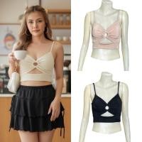 ราคา เสื้อสายเดี่ยวมีห่วงด้านหน้าแถบล่างคาดเอวผ้าวิ้งๆกลิตเตอร์ (28753350560)