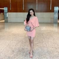 ราคา เดรสสั้นสีชมพูนู้ดโอรส สวยหรู ปนเซ็กซี่สามารถใส่ออกงานได้ค่ะ (2664340107)