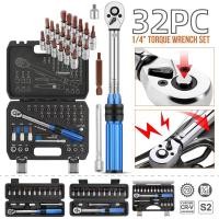 ราคา 32 ชิ้น ชุดด้ามขันปอนด์ ประแจปอนด์ ขนาด 1/4" (2หุน) 5-25 NM. CR-V แท้ 100% มี 2 รุ่น พร้อมลูกบล็อกและดอกไขควง (48853900118)