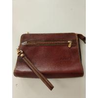 ราคา กระเป๋าคล้องมือ Bally Vintage LeatherWristletBag-หนังแท้ สีน้ำตาลเบอร์กันดี (25341620120)