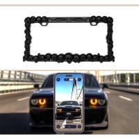 ราคา กรอบป้ายทะเบียนเหล็กสีดํา 3D สําหรับรถยนต์ รถบรรทุก รถบัส Vans และ SUV Universal fit USA Canada Mexico ผู้ชายผู้หญิงกลับด้านหน้า Die-Cast สังกะสีโลหะผสมโลหะผู้ถือแท็กอัตโนมัติ (กะโหลกศีรษะ-Bla (528022