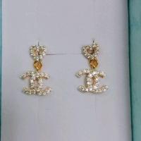 ราคา ต่างหูเนื้อทองเหลืองแท้ดีไซน์งานCCประดับพลอยเพทายแท้สีขาวน้ำงาม (23705317504)
