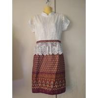 ราคา ชุดเดรสมือ1 ชุดเดรสผ้าไทยประยุกต์ ชุดเดรสลูกไม้ ชุดไปงานบวช ชุดผ้าลูกไม้ไทย แบบผ้าไทยสวยๆ ทรงเรียบร้อย (16457316567)