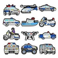 ราคา New Police Car Series Shoe Charms for DIY Designs Drones and Motorcycles Jibitz for Men Shoes Accessories (24796362251)